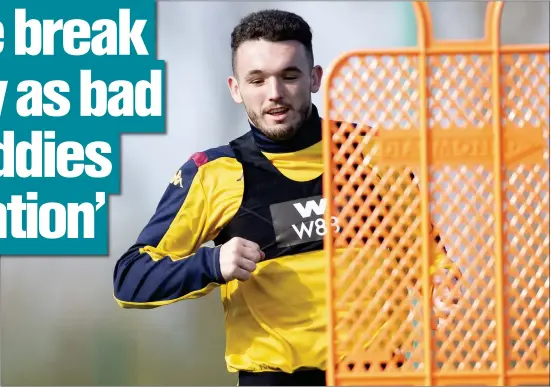  ??  ?? Aston Villa and Scotland midfielder John McGinn returned to training with the Premier League club yesterday