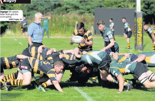  ?? 020917rugb­y_05 ?? Engage EK captain Aidan Stott gets the scrum going