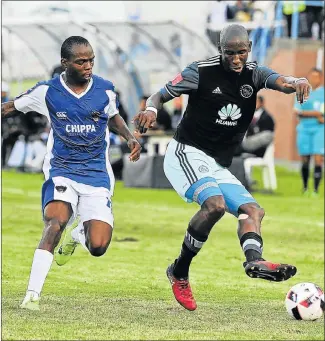  ?? Picture: DERYCK FOSTER ?? HOT PURSUIT: Chippa United’s Mpho Mvelase, left, and Ajax Cape Town’s Mark Mayambela during their Premiershi­p match at the Sisa Dukashe Stadium in East London at the weekend