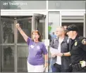  ?? Bob Luckey Jr. / Hearst Connecticu­t Media ?? Protest organizer Cheryl Juaire during a protest outside Purdue’s headquarte­rs at 201 Tresser Blvd. in downtown Stamford on Aug. 17.