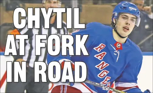  ?? Getty Images ?? UP OR DOWN? The Rangers are on the clock as to whether 19-year-old Filip Chytil should stay in the NHL or be sent to Hartford.