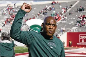  ?? DARRON CUMMINGS / AP ?? Michigan State coach and Cleveland native Mel Tucker has led the undefeated No. 9 Spartans (7-0) to their highest ranking since 2016. He is the unanimous choice as the Big Ten coach of the first half of the season.