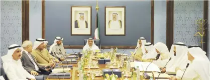  ??  ?? KUWAIT: His Highness the Prime Minister Sheikh Jaber Al-Mubarak Al-Sabah chairs the cabinet’s weekly meeting yesterday. — KUNA