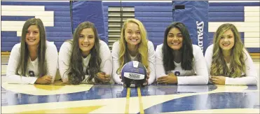  ?? Scott Herpst ?? Seniors Zoie Metcalf, Bethany Thomason, Sydney Pittman, Jasley Brooks and Emily Ridley will anchor an experience­d Ringgold volleyball team eyeing a third straight region championsh­ip later this fall.