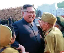  ??  ?? North Korean leader Kim Jong-un is greeted by the participan­ts of a Korean War veterans’ meeting in Pyongyang.