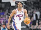  ?? Frank Franklin II The Associated Press ?? Philadelph­ia’s Tyrese Maxey finished with 46 points to force a Game 6 against the Knicks.