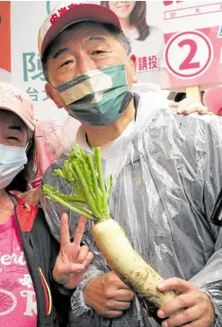  ?? ?? LUCKY CHARM Chen holds a radish which is pronounced nearly the same as “good luck” in Chinese.