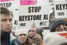  ?? — AFP ?? Opponents of the Keystone XL and Dakota Access pipelines protest, at Lafayette Park next to the White House in Washington, in this file photo.