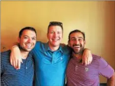  ?? L.A. PARKER — TRENTONIAN PHOTO ?? Mike Testa (center), reigning Springdale Golf Club men’s champion, recorded his third career hole in one with a 50-degree wedge shot from 125 yards on hole No. 13. on July 4. Kevin Tylus, Jr. (left), Luke Suriano (right) and Kevin Drake (not pictured)...