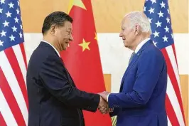  ?? AP ?? As President Joe Biden and Chinese leader Xi Jinping prepare to meet at the upcoming Asia-Pacific Economic Cooperatio­n summit in San Francisco, basic informatio­n has remained guarded. That could ratchet up the pressure on how each side negotiates.