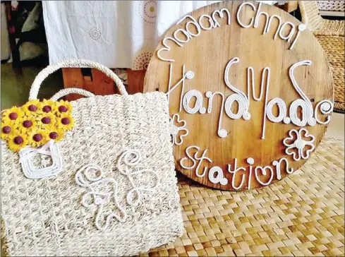  ?? SUPPLIED ?? Madam Chnai sells a range of handcrafte­d goods including customised shopping bags, laptop bags and beach bags ranging from $5 to $25.