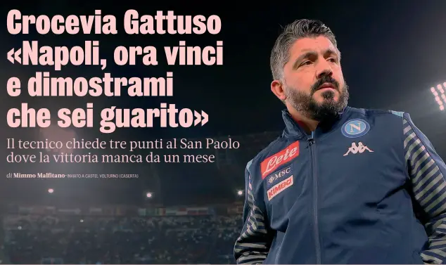  ??  ?? In ripresa Gennaro Gattuso, 42 anni, da metà dicembre sulla panchina del Napoli. Da allenatore ha esordito in Champions League contro il Barcellona