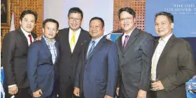  ??  ?? (From left) Albert Caoile, Lawrence Cobankiat, Wilson Lui Tan, Senator Ejercito, Ferdinand Yu and RJ Ranada.