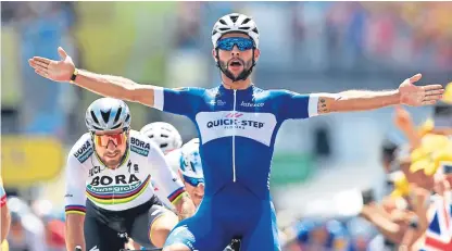  ?? Picture: AP. ?? Colombia’s Fernando Gaviria wins the fourth stage of the Tour de France.