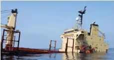  ?? EPA ?? The Rubymar sank on Sunday after being damaged in an attack by Houthi rebels off the coast of Yemen last week