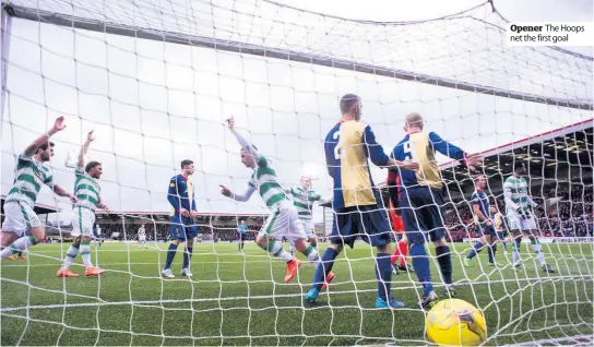  ??  ?? Opener The Hoops net the first goal