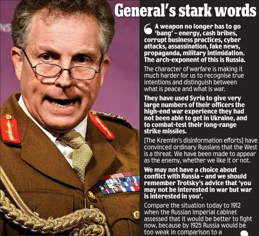  ??  ?? Fears: General Sir Nick Carter in London yesterday