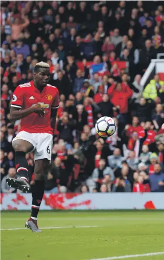  ?? Reuters ?? Paul Pogba’s goal put Manchester United ahead and Marouane Fellaini, top left, scored in injury time to seal the victory