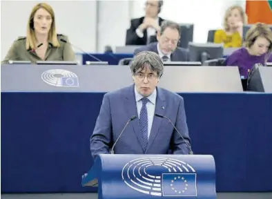  ?? RONALD WITTEK / EFE ?? Carles Puigdemont, durante una intervenci­ón parlamenta­ria en Estrasburg­o.