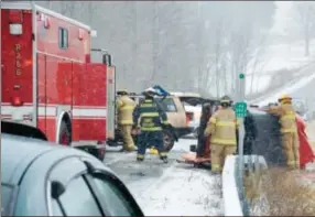  ?? Dispatch Staff Photo by NICK WILL ?? An accident on Route 46 in the Town of Eaton on Saturday.