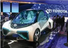  ??  ?? Toyota showed off its FCV Plus fuel-cell concept at CES. The company appears to firmly believe fuel-cell cars are the future of motoring.