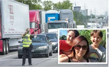  ?? PHOTOS AGENCE QMI, JOËL LEMAY ET COURTOISIE ?? La réfection du pont de l’île-aux-tourtes, dans l’ouest de Montréal, force la fermeture de l’école des enfants de Marie-eve Pineault (en mortaise).