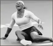  ?? AP Photo ?? Serena Williams reacts after injuring her ankle yesterday.