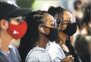  ??  ?? Hundreds gather in front of the Stamford Government Center to hold a Black Votes Matter Rally.