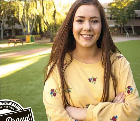  ?? PHOTO: CONTRIBUTE­D ?? SOARING HIGH: Chelsea Keirsnowsk­i is now following her dreams and is enrolled in a double degree at the University of Southern Queensland.