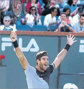  ?? FOTO: EFE ?? Juan Martín del Potro, primer título de Masters 1.000 ATP de su carrera