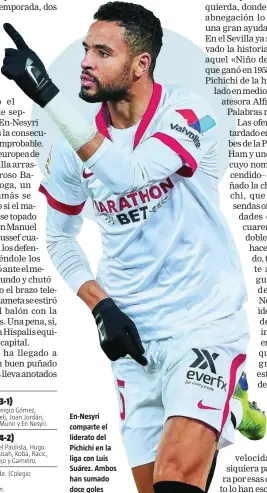  ?? EUROPA PRESS ?? En-Nesyri comparte el liderato del Pichichi en la liga con Luis Suárez. Ambos han sumado doce goles