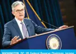  ??  ?? WASHINGTON, DC: US Federal Reserve Chairman Jerome Powell gives a press briefing after the surprise announceme­nt the FED will cut interest rates in Washington, DC. – AFP