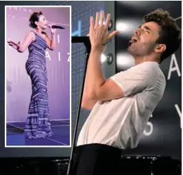  ??  ?? Sykes ... (left, below and bottom left) singing his heart out during his dinner showcase in Kuala Lumpur. (inset) Ning … in fine form as she entertaine­d the crowd with some covers, past hits and her new Hari Raya song.