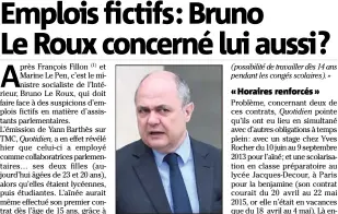  ?? (Photo AFP) ?? Le ministre de l’Intérieur a ponctuelle­ment employé ses filles comme assistante­s parlementa­ires dès le lycée.