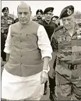  ?? ANI ?? Defence minister Rajnath Singh has an onerous responsibi­lity. Effective and enhanced jointness to prevent another Galwan/Pulwama must be the objective