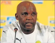  ??  ?? WALKING ON AIR: Pitso Mosimane talks about today’s final