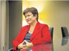  ??  ?? POSSIBLE NEW BOSS: Kristalina Georgieva is seen giving an interview in New York. Ms Georgieva emerged as the EU’s top candidate for the IMF post on Friday.