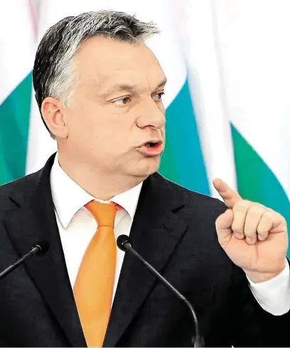  ?? „Maďarsko se samo ubránilo přílivu migrantů a invazi a tím ubránilo i Evropu“. FOTO REUTERS ?? Viktor Orbán: