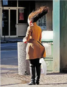  ?? LARRY WONG/ EDMONTON JOURNAL ?? Journal photograph­er Larry Wong took this picture of a downtown pedestrian on a windy January 2014 day.