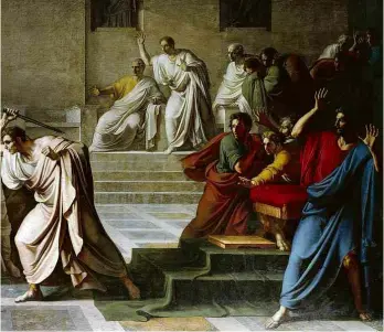  ?? Reprodução/Artvee ?? ‘The Death of Caesar’, obra de 1804, do artista italiano Vincenzo Camuccini