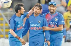  ?? AFP ?? Kuldeep Yadav, who took five wickets in the first T20 against England, went wicketless in Cardiff.