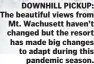  ??  ?? DOWNHILL PICKUP: The beautiful views from Mt. Wachusett haven’t changed but the resort has made big changes to adapt during this pandemic season.