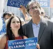  ?? Liz Hafalia / The Chronicle ?? Eliana Lopez and Ross Mirkarimi attend a rally.