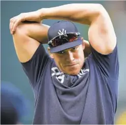  ?? AP ?? Aaron Judge was scratched from lineup for Saturday’s scrimmage.