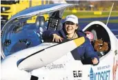  ?? GEERT VANDEN WIJNGAERT AP ?? Belgium-British teenage pilot Zara Rutherford smiles after landing in Belgium on Thursday.