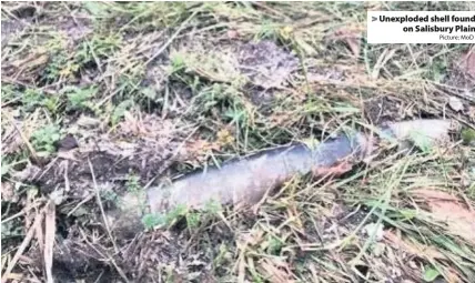  ?? Picture: MoD ?? Unexploded shell foundon Salisbury Plain