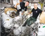  ?? NASA ?? ASTRONAUTS Andrew Morgan, left, and Luca Parmitano are taking on what NASA considers the most difficult spacewalks since the Hubble repairs.