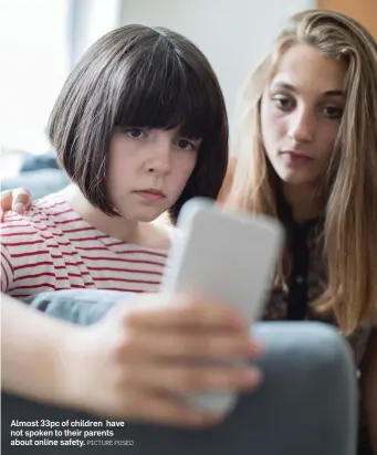  ?? PICTURE POSED ?? Almost 33pc of children have not spoken to their parents about online safety.