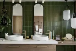  ??  ?? LEFT TO RIGHT A bathtub, washbasin and mirror from Bisazza’s Bagno collection; accessorie­s from Kartell by Laufen include shelves and sunburst mirrors in vivid shades; the Universal accessorie­s range from Axor; Kohler’s Purist faucet collection