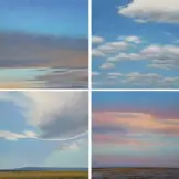  ??  ?? Linda Lillegrave­n, Western Skies (quadriptyc­h), oil on linen panel, 12 x 12” (each)